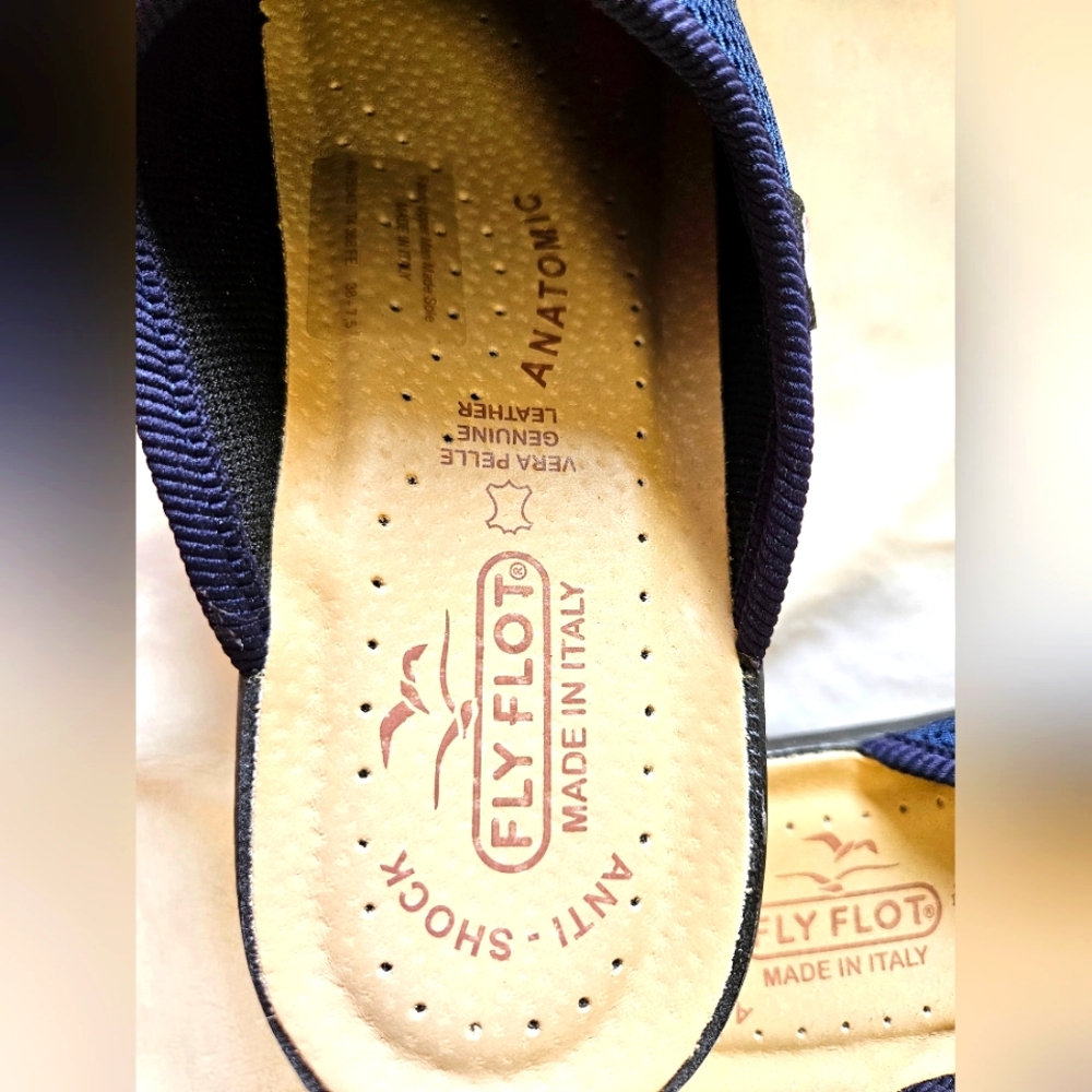 Fly Flot Women Anti-shock Anatomic Leather Navy Blue Slip On Clog Mule Shoes 7.5 - Picture 10 of 10